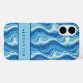 Elegante retro wavy verticale strepen Case-Mate iPhone case (Achterkant (horizontaal))