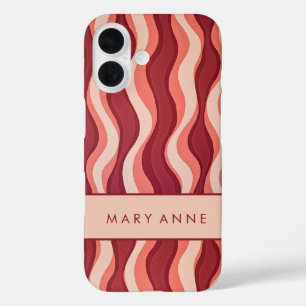 Elegante retro wavy verticale strepen iPhone 16 hoesje
