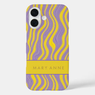 Elegante retro wavy verticale strepen iPhone 16 hoesje