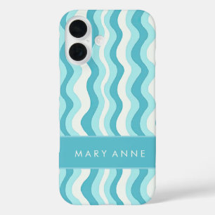 Elegante retro wavy verticale strepen iPhone 16 hoesje