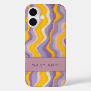Elegante retro wavy verticale strepen iPhone 16 hoesje