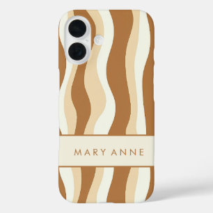 Elegante retro wavy verticale strepen iPhone 16 hoesje
