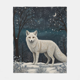 Elegante retro witte wintervos fleece deken