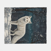 Elegante retro witte wintervos fleece deken (Voorkant (Horizontaal))