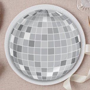 Elegante Retro Zilveren Disco Bal Papieren Bordje
