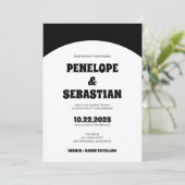Elegante Retro Zwart & Wit Groovy Trendy bruiloft Kaart (Staand voorkant)