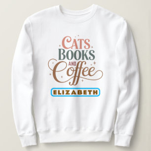 Elegante retrotypografie   Katten Boeken & Koffie Trui