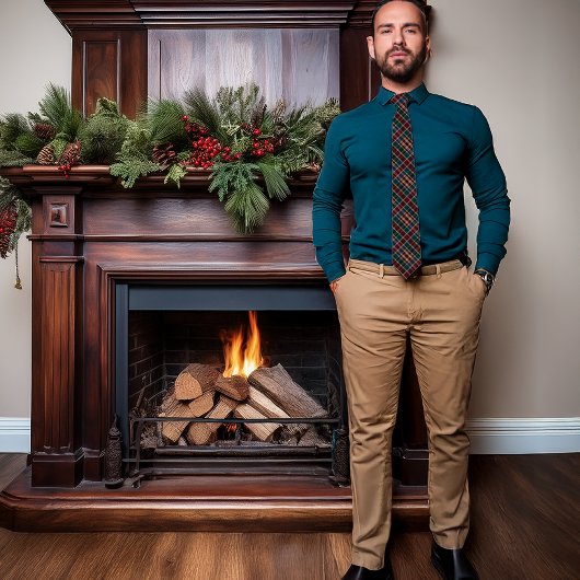 Elegante Rich DK Plaid Cranberry Blue Blauwgroen v Stropdas