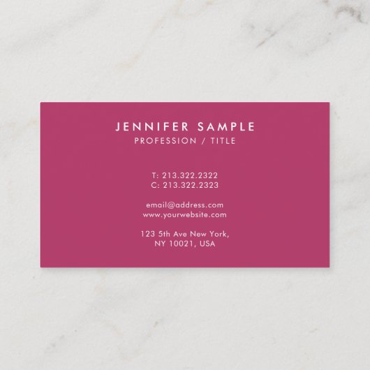 Elegante Rich Maroon Red Moderne Minimalistische S Visitekaartje (Achterkant)