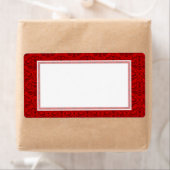 Elegante Rich Red Damask Aangepaste Kleur Achtergr Etiket (Insitu)