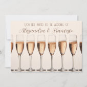 Elegante Rij van Roze Champagneglazen Kaart (Voorkant)