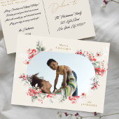 Elegante rijke crème foto botanische kerst feestdagenkaart