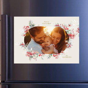 elegante rijke crème foto magnetische kerstkaart