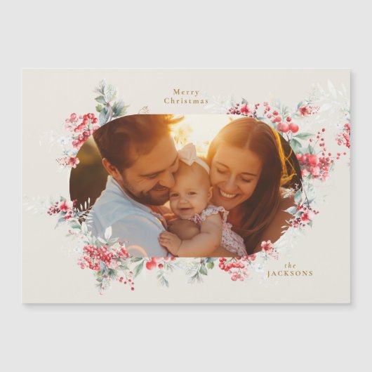 Elegante rijke crème foto magnetische vakantie kaa (Voorkant)