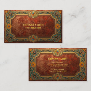 Elegante rijke koperen patina metalen gouden bloem visitekaartje