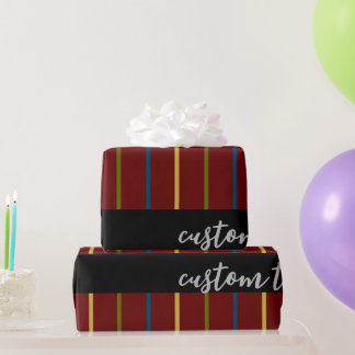 ELEGANTE RIJKE RODE VERTICALE STRIPE LIJNEN SCRIPT CADEAUPAPIER