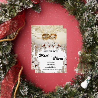 Elegante ring bloemige trouwuitnodiging folie uitnodiging