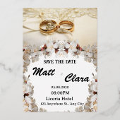 Elegante ring bloemige trouwuitnodiging folie uitnodiging (Voorkant)