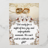 Elegante ring bloemige trouwuitnodiging folie uitnodiging (Achterkant)