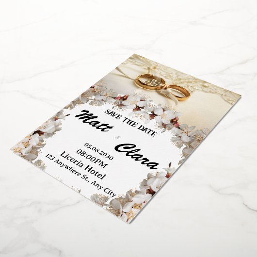 Elegante ring bloemige trouwuitnodiging folie uitnodiging (Gedraaid)