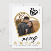 Elegante ring in het nieuwe jaar Verloving kerst Feestdagenkaart (Voorkant)