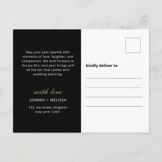 Elegante ring in het nieuwe jaar Verloving kerst Feestdagenkaart (Achterkant)