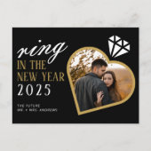 Elegante ring in het nieuwe jaar Verloving kerst Feestdagenkaart (Voorkant)