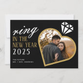 Elegante ring in het nieuwe jaar Verloving kerst Feestdagenkaart (Voorkant)