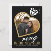 Elegante ring in het nieuwe jaar Verloving kerst Feestdagenkaart (Voorkant)