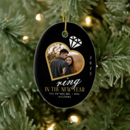 Elegante ring in het nieuwe jaar Verloving kerst Keramisch Ornament