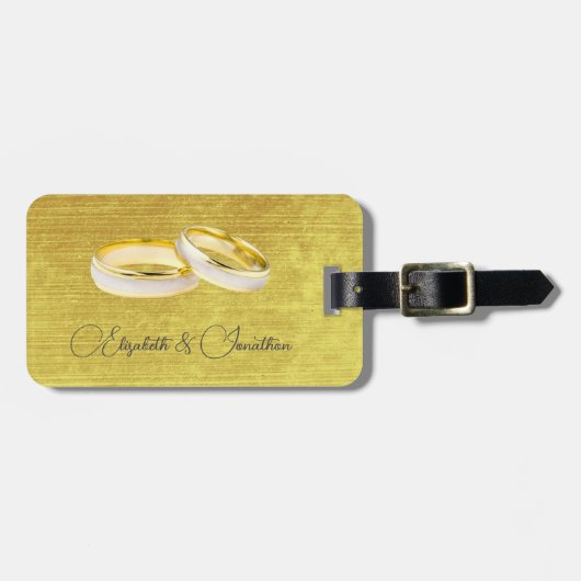Elegante ringen Eenvoudige bruiloft Bagagelabel (Voorkant horizontaal)