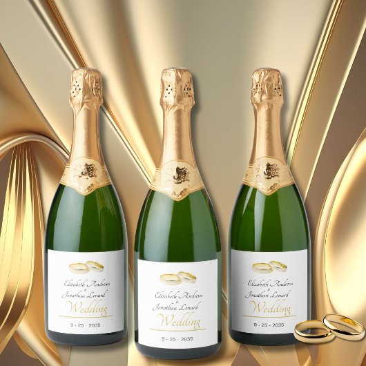 Elegante ringen Eenvoudige bruiloft Sparkling Wijnetiket