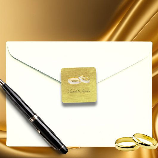 Elegante ringen Eenvoudige bruiloft Vierkante Sticker