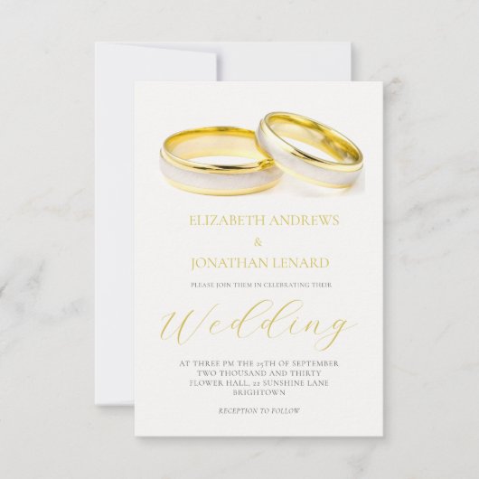 Elegante Ringen Eenvoudige Moderne Huwelijksuitnod Kaart (Voorkant)