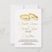Elegante ringen Goud Eenvoudige bruiloft Kaart (Voorkant)