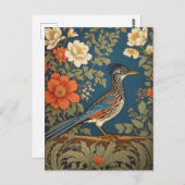 Elegante Roadrunner Bird William Morris geïnspiree Briefkaart (Voorkant / Achterkant)