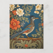 Elegante Roadrunner Bird William Morris geïnspiree Briefkaart (Voorkant)