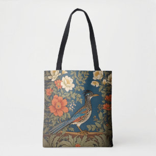 Elegante Roadrunner Bird William Morris geïnspiree Tote Bag