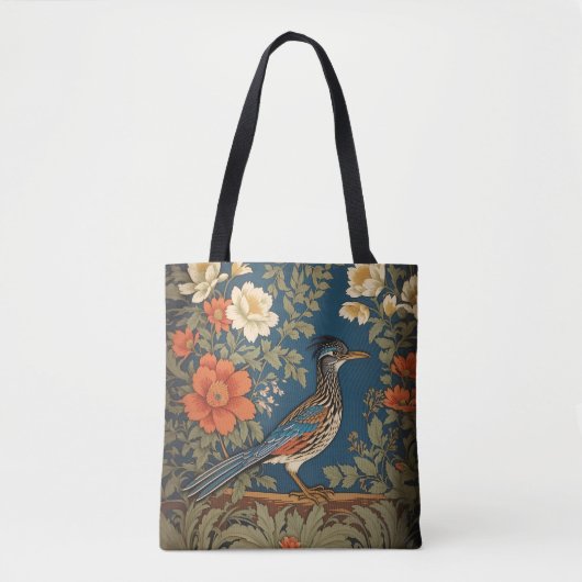 Elegante Roadrunner Bird William Morris geïnspiree Tote Bag (Voorkant)
