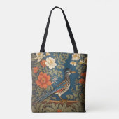Elegante Roadrunner Bird William Morris geïnspiree Tote Bag (Achterkant)
