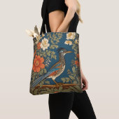 Elegante Roadrunner Bird William Morris geïnspiree Tote Bag (Dichtbij)