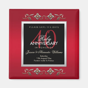 Elegante Robijn Edelstenen Save The Date Magneet