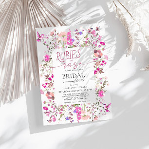 Elegante robijnen en Roos Floral Vrijgezellenfeest Kaart