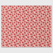 Elegante Robijnrode Bloem Patronen Cadeaupapier (Vlak)