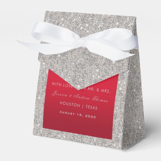 Elegante Robijnrode & Fonkelende Zilveren Ringen T Bedankdoosjes (Voorkant Zijde)