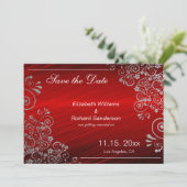 Elegante Robijnrode Grijze Save the Date Huwelijk (Staand voorkant)