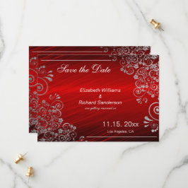 Elegante Robijnrode Grijze Save the Date Huwelijk