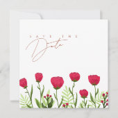 Elegante Robijnrode Wilde Bloem Bruiloft Save The Date (Voorkant)