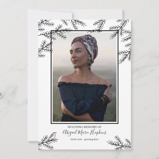 Elegante Robin Bird begrafenis Dank u rouw Bedankkaart (Voorkant)