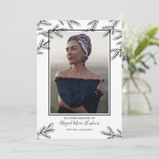 Elegante Robin Bird begrafenis Dank u rouw Bedankkaart (Staand voorkant)